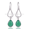 Onyx en verde sólida pendientes de plata para mujer al mejor precio